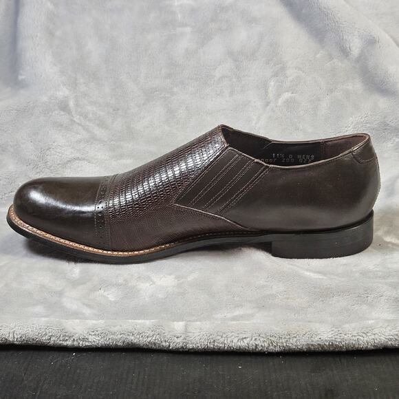 Stacy Adams Mens 11.5D Brown Cap Toe Slip On Dress Shoes Leather Goodyear main image 9